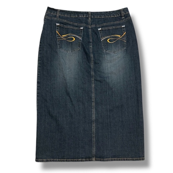 Y2K No Boundaries Stretch Denim Maxi Jean Skirt Front Slit Juniors Plus Size 21 - Picture 2 of 16